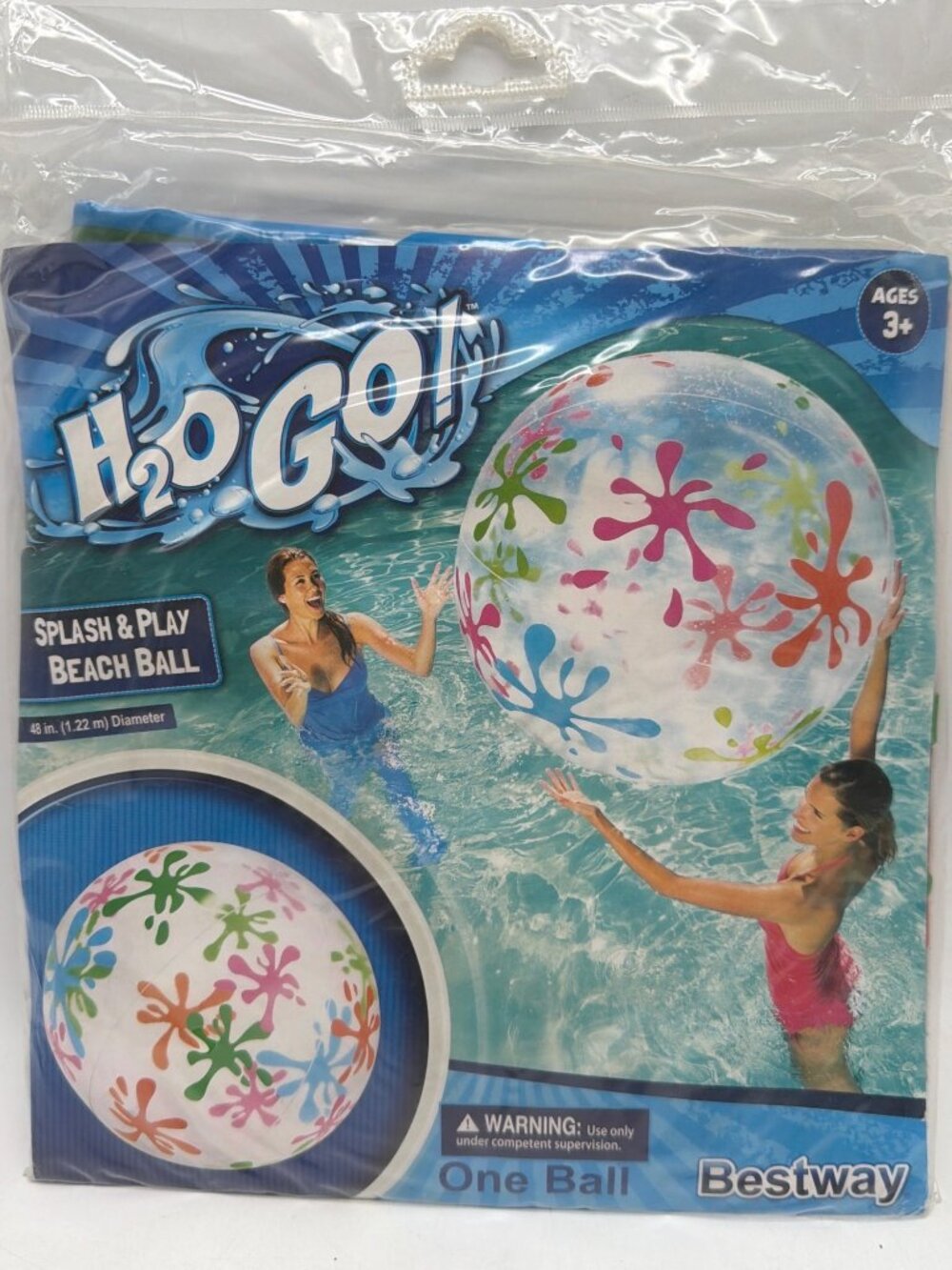 H2OGO! Splash & Play Inflatable Beach Ball 48-Inch Diameter Fun Outdoor Water To